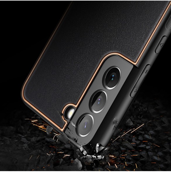 Dux Ducis Yolo elegant skal tillverkat av ekologiskt läder för Samsung Galaxy S22 + (S22 Plus) svart