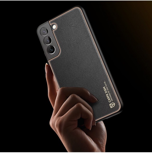 Dux Ducis Yolo elegant skal tillverkat av ekologiskt läder för Samsung Galaxy S22 + (S22 Plus) svart