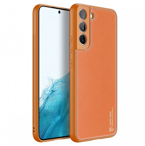 Dux Ducis Yolo elegant skal tillverkat av ekologiskt läder för Samsung Galaxy S22 + (S22 Plus) orange