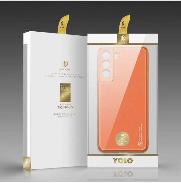 Dux Ducis Yolo elegant skal tillverkat av ekologiskt läder för Samsung Galaxy S22 + (S22 Plus) orange