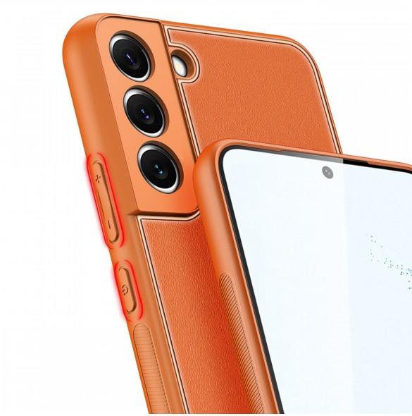 Dux Ducis Yolo elegant skal tillverkat av ekologiskt läder för Samsung Galaxy S22 + (S22 Plus) orange