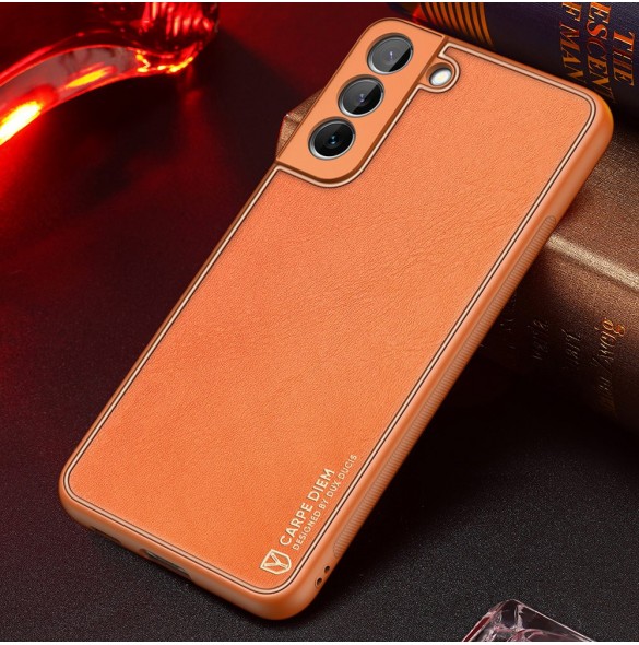 Dux Ducis Yolo elegant skal tillverkat av ekologiskt läder för Samsung Galaxy S22 + (S22 Plus) orange