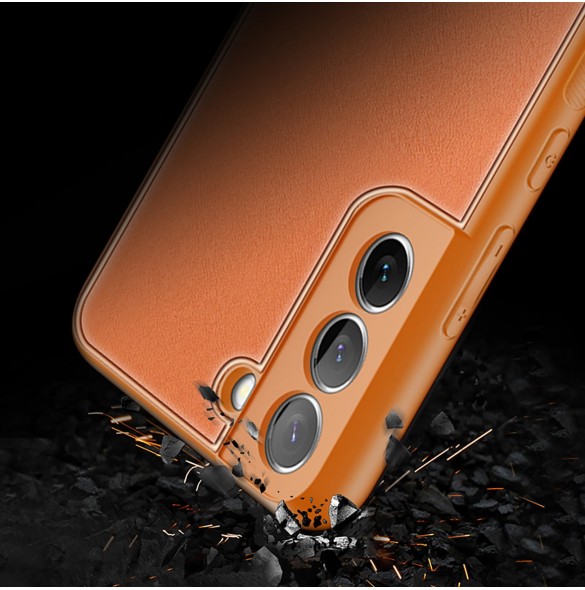Dux Ducis Yolo elegant skal tillverkat av ekologiskt läder för Samsung Galaxy S22 + (S22 Plus) orange