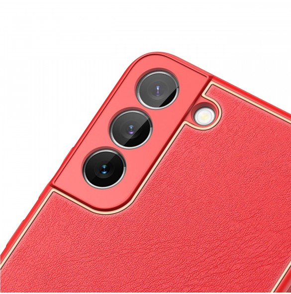 Dux Ducis Yolo elegant skal tillverkat av ekologiskt läder för Samsung Galaxy S22 röd
