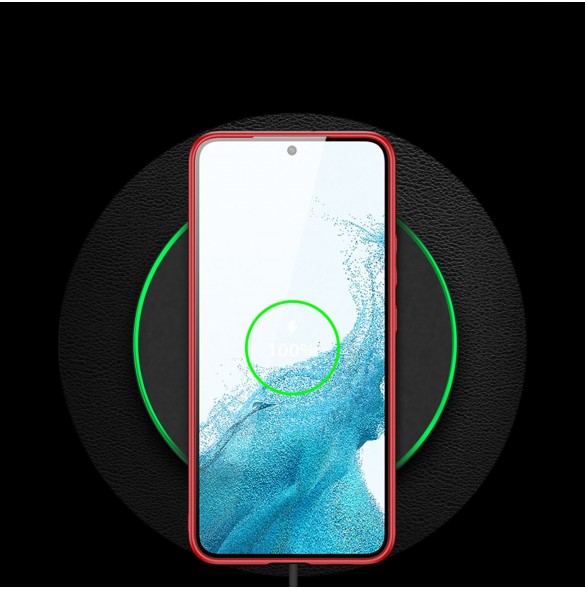 Dux Ducis Yolo elegant skal tillverkat av ekologiskt läder för Samsung Galaxy S22 röd