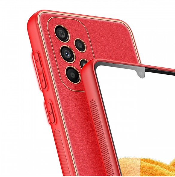 Elegant skal tillverkat av konstläder för Samsung Galaxy A33 5G röd. Dux Ducis Yolo