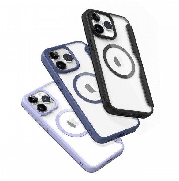 iPhone 15 Pro Magnetic MagSafe Flip Fodral Dux Ducis Skin X Pro - Blå