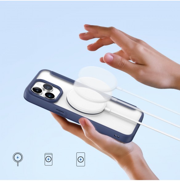 iPhone 15 Pro Magnetic MagSafe Flip Fodral Dux Ducis Skin X Pro - Blå