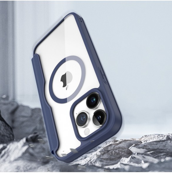 iPhone 15 Pro Magnetic MagSafe Flip Fodral Dux Ducis Skin X Pro - Blå