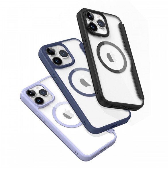 iPhone 15 Pro Magnetic MagSafe Flip Fodral Dux Ducis Skin X Pro - Lila