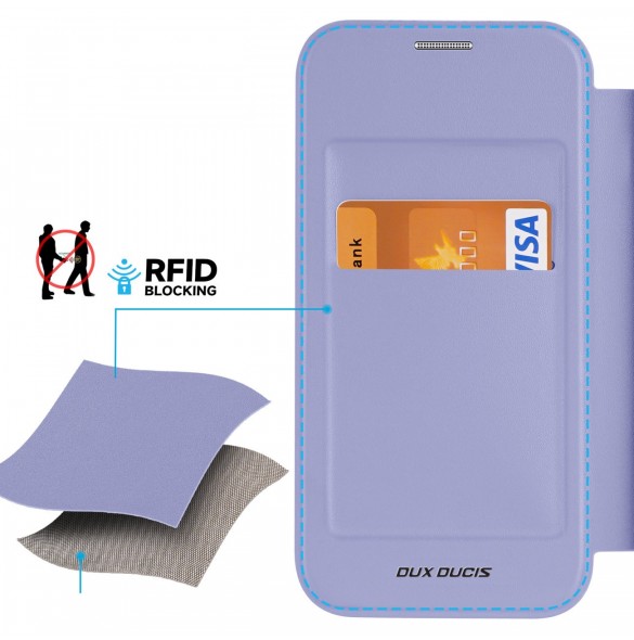 iPhone 15 Pro Magnetic MagSafe Flip Fodral Dux Ducis Skin X Pro - Lila