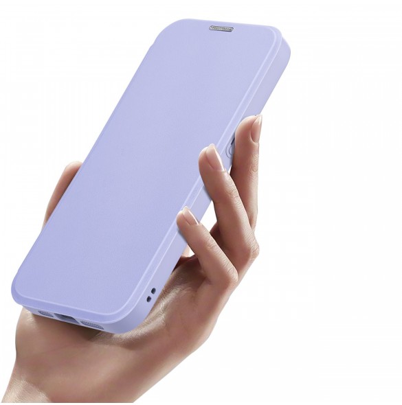 iPhone 15 Pro Magnetic MagSafe Flip Fodral Dux Ducis Skin X Pro - Lila