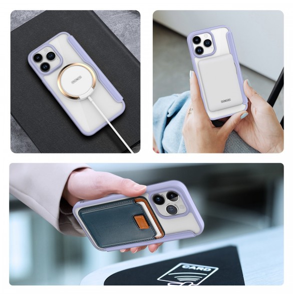 iPhone 15 Pro Magnetic MagSafe Flip Fodral Dux Ducis Skin X Pro - Lila