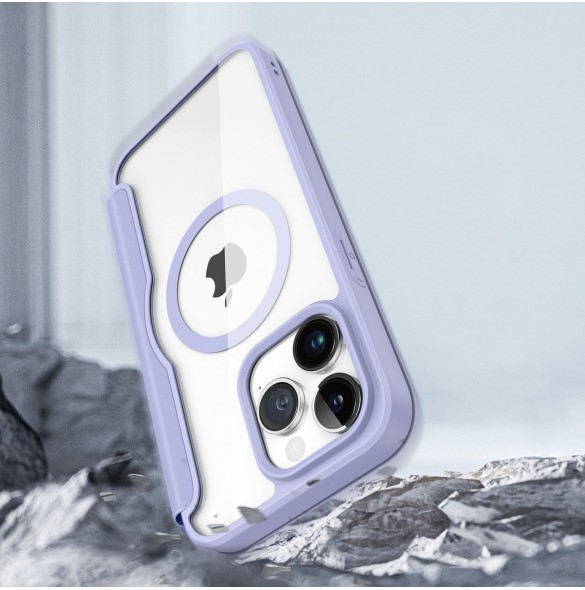 iPhone 15 Pro Magnetic MagSafe Flip Fodral Dux Ducis Skin X Pro - Lila