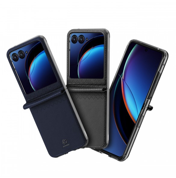 Läder plånboksfodral till Motorola Razr 40 Ultra Dux Ducis Bril - svart