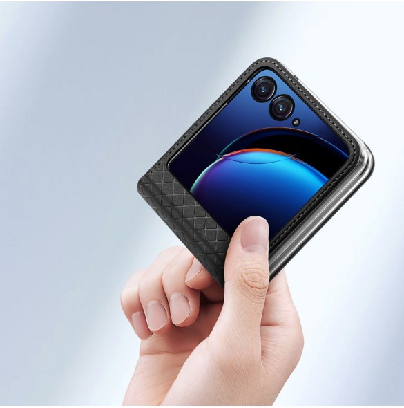 Läder plånboksfodral till Motorola Razr 40 Ultra Dux Ducis Bril - svart
