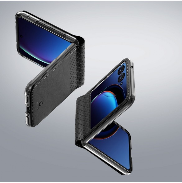 Läder plånboksfodral till Motorola Razr 40 Ultra Dux Ducis Bril - svart