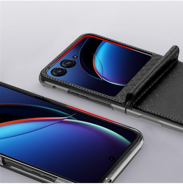 Läder plånboksfodral till Motorola Razr 40 Ultra Dux Ducis Bril - svart