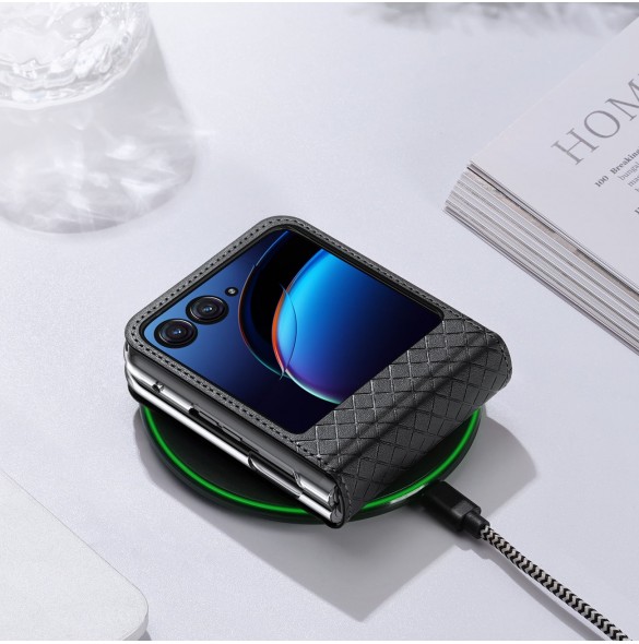 Läder plånboksfodral till Motorola Razr 40 Ultra Dux Ducis Bril - svart