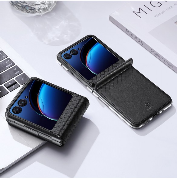 Läder plånboksfodral till Motorola Razr 40 Ultra Dux Ducis Bril - svart