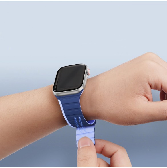 Magnetisk Apple Watch SE, 9, 8, 7, 6, 5, 4, 3, 2, 1 (41, 40, 38 mm) Dux Ducis-rem (LD-version) - blå