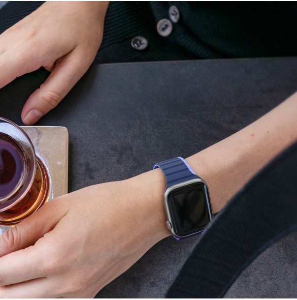 Magnetisk Apple Watch SE, 9, 8, 7, 6, 5, 4, 3, 2, 1 (41, 40, 38 mm) Dux Ducis-rem (LD-version) - blå