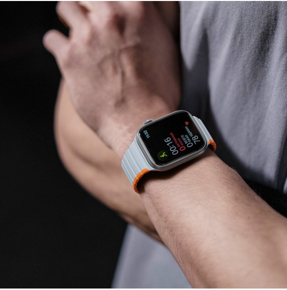 Magnetisk Apple Watch SE, 9, 8, 7, 6, 5, 4, 3, 2, 1 (41, 40, 38 mm) Dux Ducis-rem (LD-version) - grå-orange