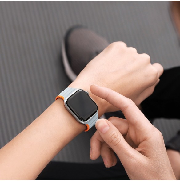 Magnetisk Apple Watch SE, 9, 8, 7, 6, 5, 4, 3, 2, 1 (41, 40, 38 mm) Dux Ducis-rem (LD-version) - grå-orange