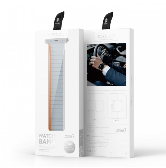 Magnetisk Apple Watch SE, 9, 8, 7, 6, 5, 4, 3, 2, 1 (41, 40, 38 mm) Dux Ducis-rem (LD-version) - grå-orange