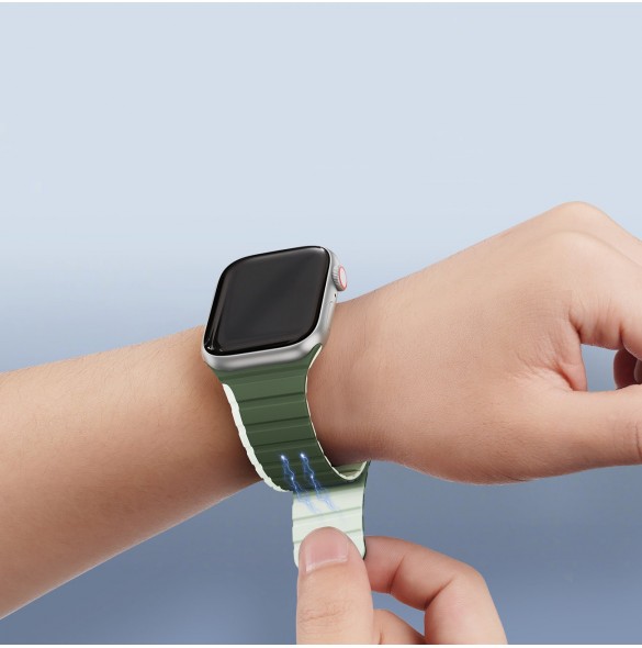Magnetisk Apple Watch SE, 9, 8, 7, 6, 5, 4, 3, 2, 1 (41, 40, 38 mm) Dux Ducis-rem (LD-version) - grön