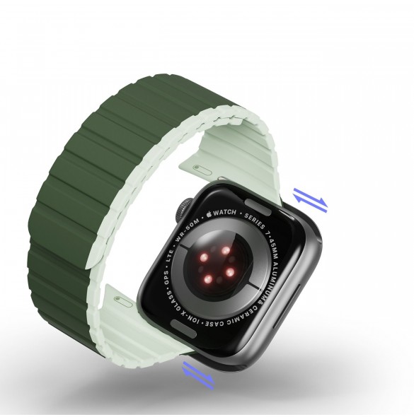 Magnetisk Apple Watch SE, 9, 8, 7, 6, 5, 4, 3, 2, 1 (41, 40, 38 mm) Dux Ducis-rem (LD-version) - grön