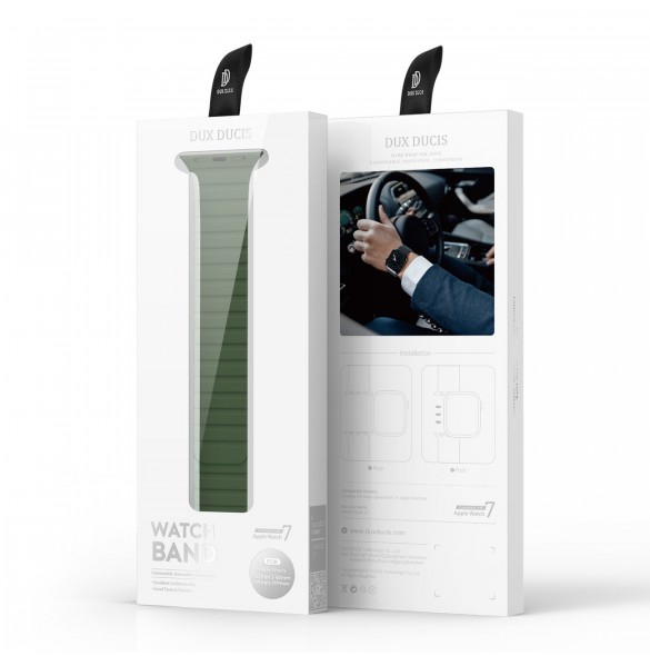 Magnetisk Apple Watch SE, 9, 8, 7, 6, 5, 4, 3, 2, 1 (41, 40, 38 mm) Dux Ducis-rem (LD-version) - grön