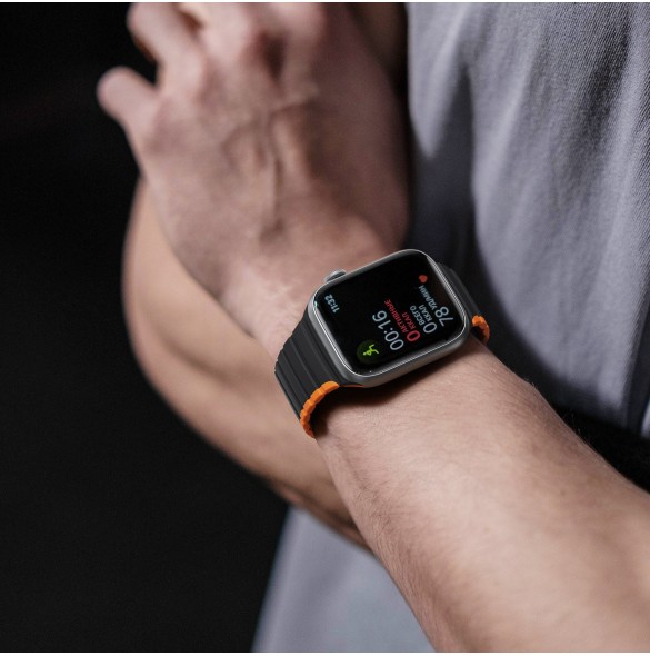 Magnetisk Apple Watch Ultra, SE, 9, 8, 7, 6, 5, 4, 3, 2, 1 (49, 45, 44, 42 mm) Dux Ducis-rem (LD-version) - svart och orange