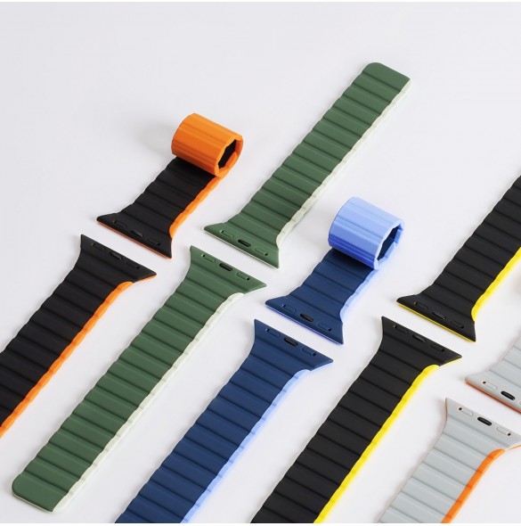 Magnetisk Apple Watch Ultra, SE, 9, 8, 7, 6, 5, 4, 3, 2, 1 (49, 45, 44, 42 mm) Dux Ducis-rem (LD-version) - svart och gul
