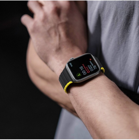 Magnetisk Apple Watch Ultra, SE, 9, 8, 7, 6, 5, 4, 3, 2, 1 (49, 45, 44, 42 mm) Dux Ducis-rem (LD-version) - svart och gul