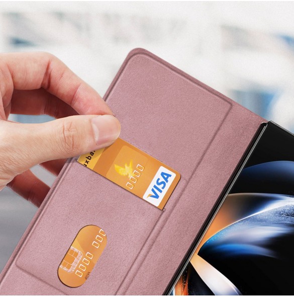 Samsung Galaxy Z Fold5 5G Dux Ducis Bril Wallet Flip Läderfodral - Rosa