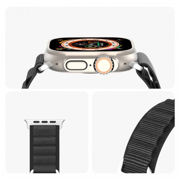 Sportspänne för Apple Watch 9/8/7/6/SE/5/4/3/2/1 (41, 40, 38 mm) Dux Ducis Strap GS Version - Svart
