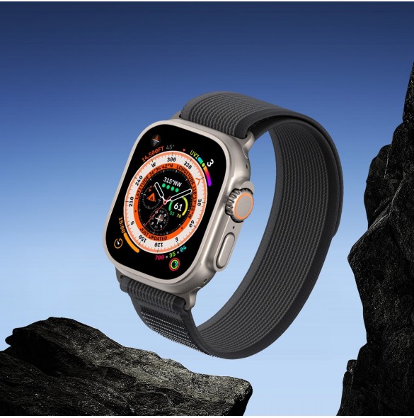 Sport kardborrband för Apple Watch 9 / 8 / 7 / 6 / SE / 5 / 4 / 3 / 2 / 1 (38, 40, 41 mm) Dux Ducis-rem YJ-version - svart oc