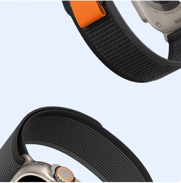 Sport kardborrband för Apple Watch 9 / 8 / 7 / 6 / SE / 5 / 4 / 3 / 2 / 1 (38, 40, 41 mm) Dux Ducis-rem YJ-version - svart oc