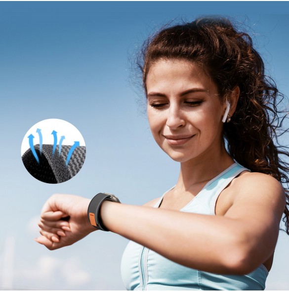 Sport kardborrband för Apple Watch 9 / 8 / 7 / 6 / SE / 5 / 4 / 3 / 2 / 1 (38, 40, 41 mm) Dux Ducis-rem YJ-version - svart oc