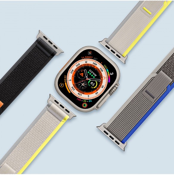 Sport kardborrband för Apple Watch 9 / 8 / 7 / 6 / SE / 5 / 4 / 3 / 2 / 1 (38, 40, 41 mm) Dux Ducis-rem YJ-version - svart oc