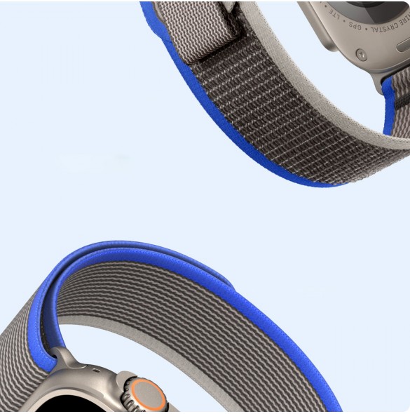 Sport kardborrband för Apple Watch 9 / 8 / 7 / 6 / SE / 5 / 4 / 3 / 2 / 1 (38, 40, 41 mm) Dux Ducis-rem YJ-version - blå-grå