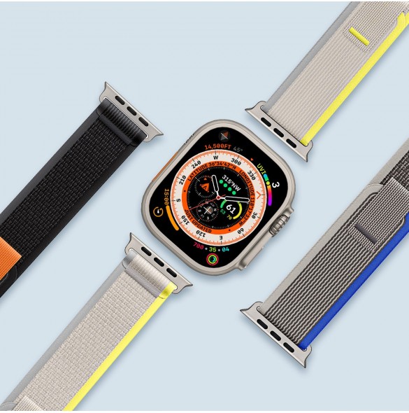 Sport kardborrband för Apple Watch 9 / 8 / 7 / 6 / SE / 5 / 4 / 3 / 2 / 1 (38, 40, 41 mm) Dux Ducis Strap YJ Version - gul-be