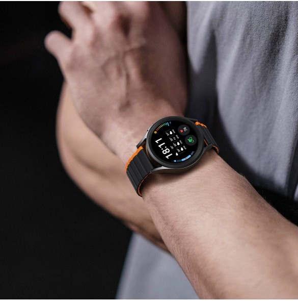 Universal Magnetic Samsung Galaxy Watch 6 Pro/6/6 Classic/5 Pro/5/5 Classic Dux Ducis-rem (20 mm LD-version) - Svart/Orange