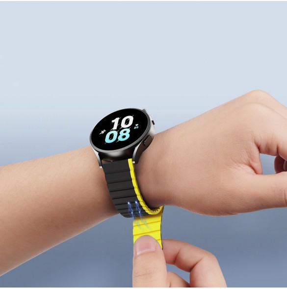 Universal Magnetic Samsung Galaxy Watch 6 Pro/6/6 Classic/5 Pro/5/5 Classic Dux Ducis-rem (20 mm LD-version) - Svart/Gul
