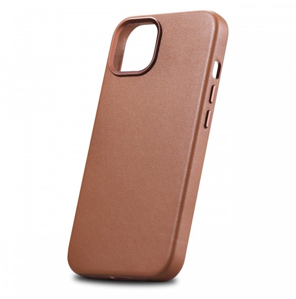 iCarer Case Läderfodral Skal för iPhone 14 Plus Brown (MagSafe-kompatibel)