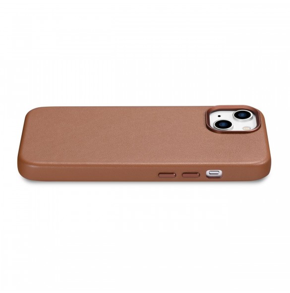 iCarer Case Läderfodral Skal för iPhone 14 Plus Brown (MagSafe-kompatibel)