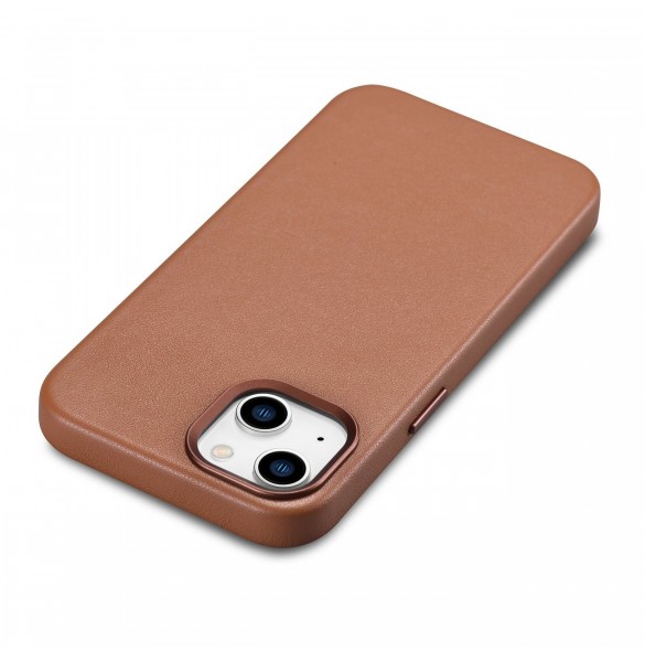 iCarer Case Läderfodral Skal för iPhone 14 Plus Brown (MagSafe-kompatibel)