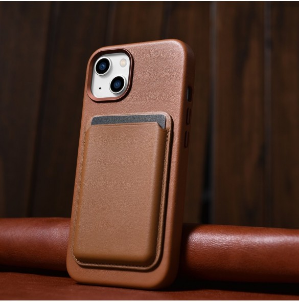 iCarer Case Läderfodral Skal för iPhone 14 Plus Brown (MagSafe-kompatibel)