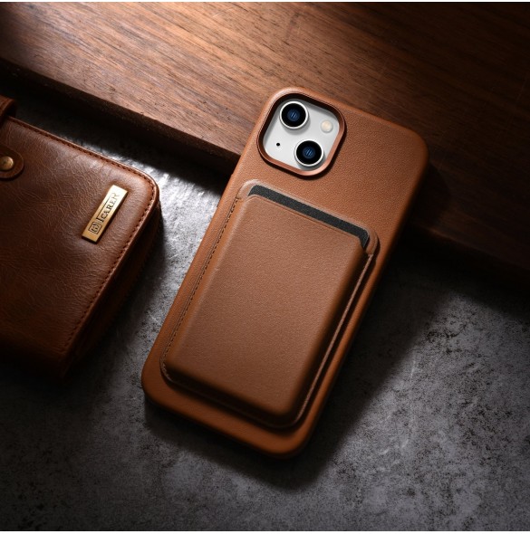 iCarer Case Läderfodral Skal för iPhone 14 Plus Brown (MagSafe-kompatibel)